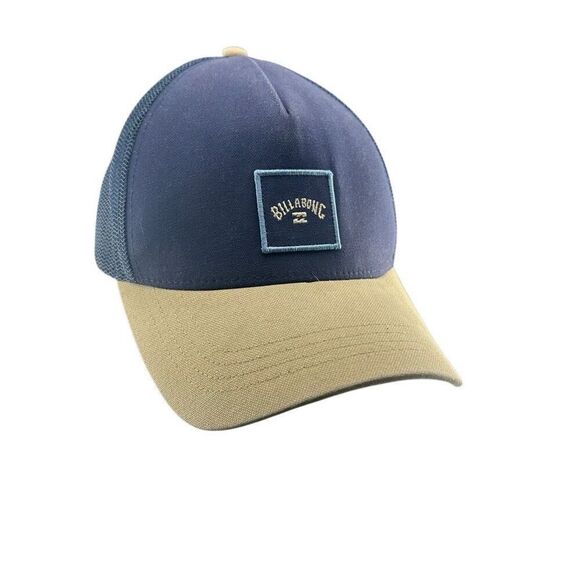 Billabong Mesh Snap Back Hat Navy Blue and Tan - Picture 1 of 5